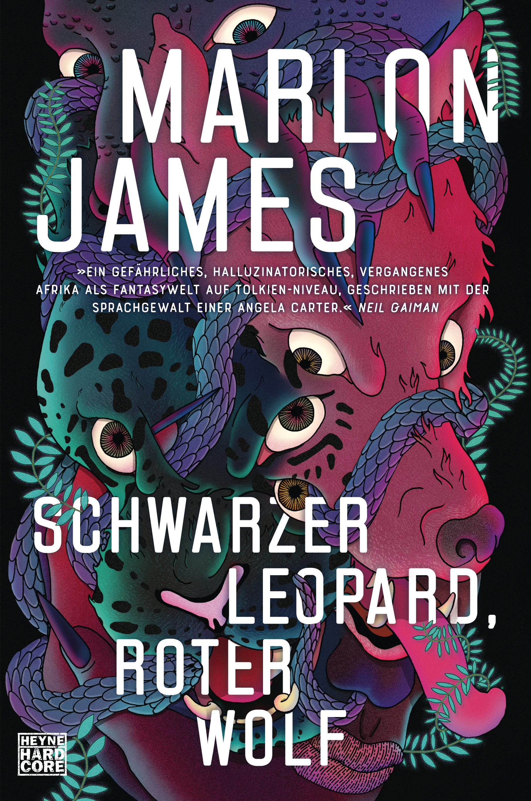 Bücherblog. Neuerscheinungen. Buchcover. Schwarzer Leopard, roter Wolf (Band 1) von Marlon James. Fantasy. Heyne Hardcore.